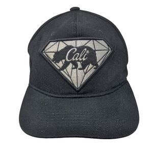 Cali Bear Snapback Hat Black One Size Adjustable Embroidered 6 Panel